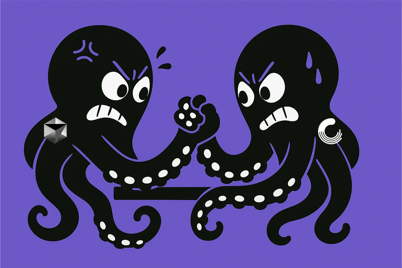 Two octopi facing off - representing Cursor vs Octomind
