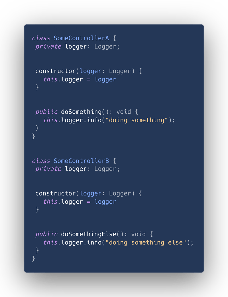 code snippet showing dependency injection